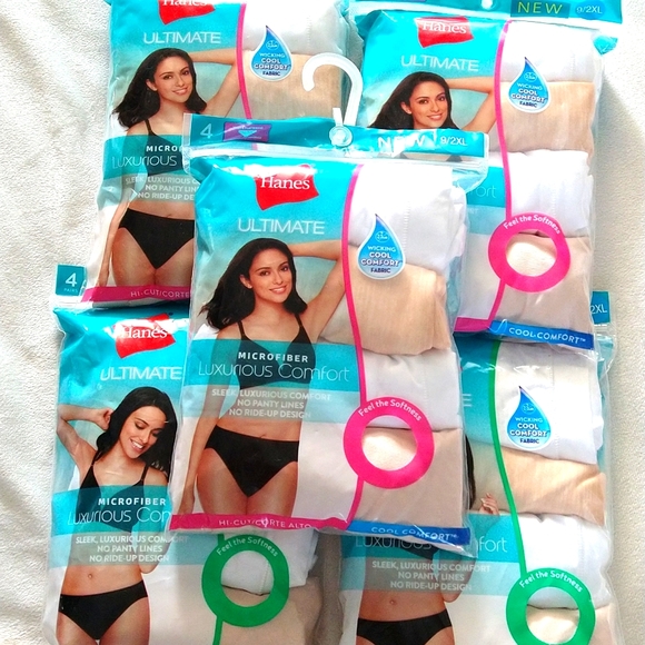 Hanes Ladies Ultimate Cotton Comfort Hi Cut Panties Size 2X Packs of 5 - Picture 2 of 6